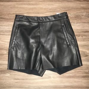 Black leather shorts